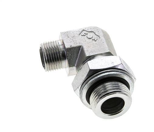 UN 13/16''-16 x G 3/4'' Male Zinc plated Steel 90 deg Elbow Fitting ORFS 400 Bar - Hydraulic