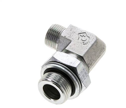 UN 13/16''-16 x G 3/4'' Male Zinc plated Steel 90 deg Elbow Fitting ORFS 400 Bar - Hydraulic