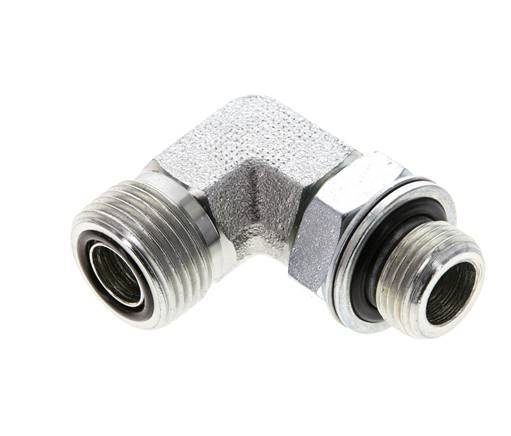 Raccord coudé 90° en acier zingué UN 13/16''-16 x G 3/8'' mâle ORFS 400 Bar - Hydraulique