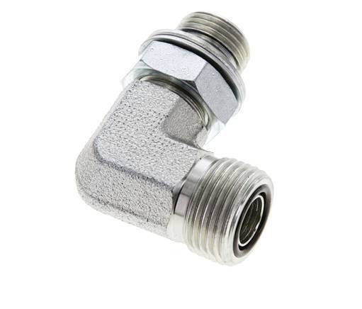 Raccord coudé 90° en acier zingué UN 13/16''-16 x G 3/8'' mâle ORFS 400 Bar - Hydraulique
