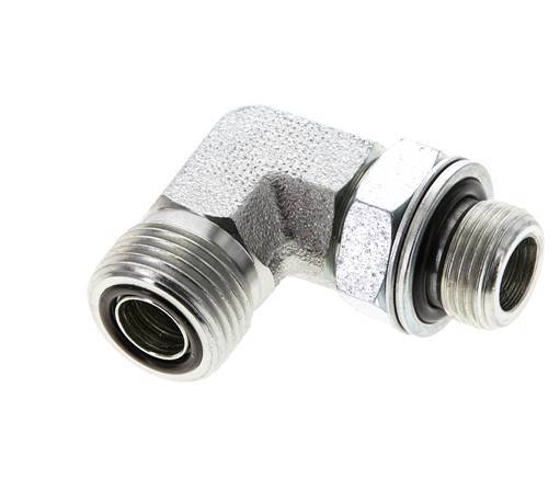 Raccord coudé 90° en acier zingué UN 13/16''-16 x G 3/8'' mâle ORFS 400 Bar - Hydraulique