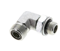 UN 13/16''-16 x G 3/8'' Male Zinc plated Steel 90 deg Elbow Fitting ORFS 400 Bar - Hydraulic