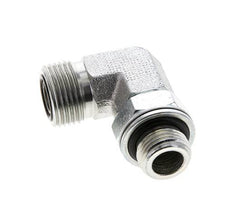 Raccord coudé 90° en acier zingué UN 13/16''-16 x G 3/8'' mâle ORFS 400 Bar - Hydraulique