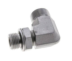 Raccord coudé 90° UNS 1''-14 x G 1/2'' mâle en acier zingué ORFS 400 Bar - Hydraulique