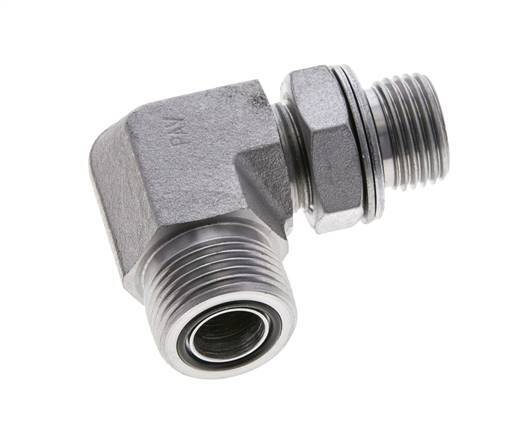 Raccord coudé 90° UNS 1''-14 x G 1/2'' mâle en acier zingué ORFS 400 Bar - Hydraulique