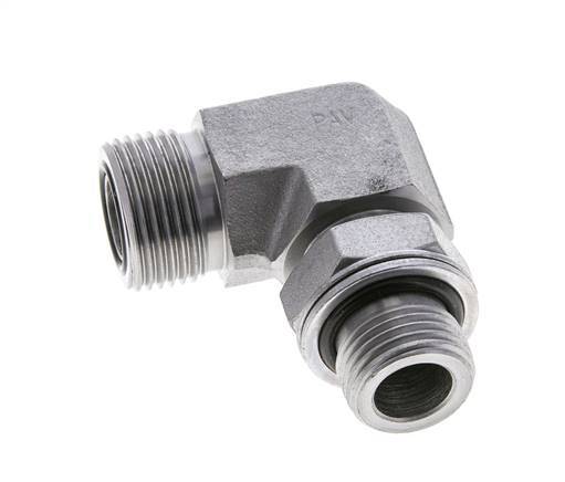 Raccord coudé 90° UNS 1''-14 x G 1/2'' mâle en acier zingué ORFS 400 Bar - Hydraulique