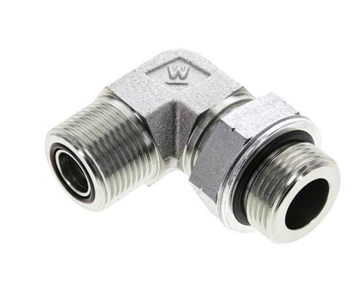 Raccord coudé 90° UNS 1''-14 x G 3/4'' mâle en acier zingué ORFS 400 Bar - Hydraulique