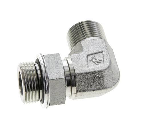 Raccord coudé 90° UNS 1''-14 x G 3/4'' mâle en acier zingué ORFS 400 Bar - Hydraulique
