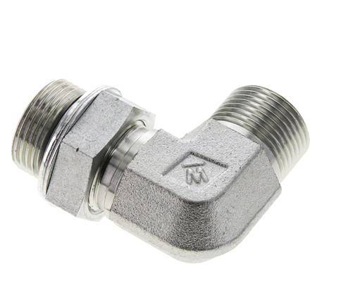 Raccord coudé 90° UNS 1''-14 x G 3/4'' mâle en acier zingué ORFS 400 Bar - Hydraulique