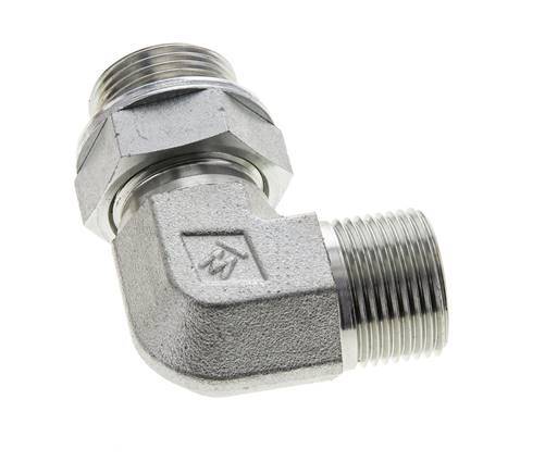 Raccord coudé 90° UNS 1''-14 x G 3/4'' mâle en acier zingué ORFS 400 Bar - Hydraulique
