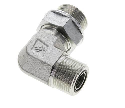 Raccord coudé 90° UNS 1''-14 x G 3/4'' mâle en acier zingué ORFS 400 Bar - Hydraulique