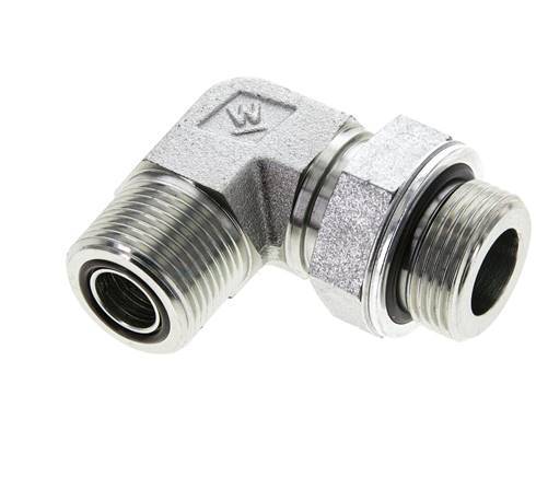 Raccord coudé 90° UNS 1''-14 x G 3/4'' mâle en acier zingué ORFS 400 Bar - Hydraulique