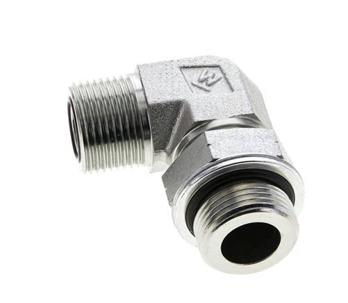 Raccord coudé 90° UNS 1''-14 x G 3/4'' mâle en acier zingué ORFS 400 Bar - Hydraulique