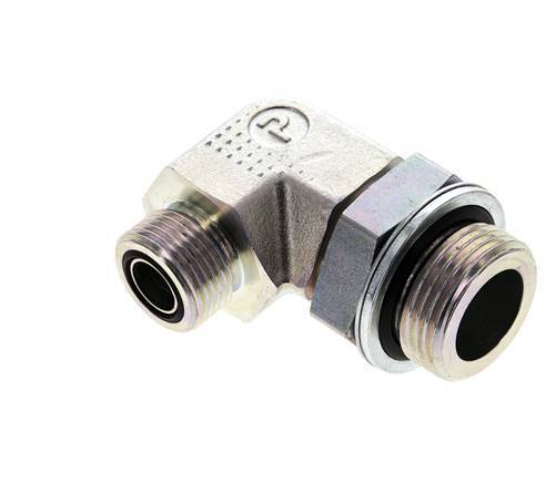 Raccord coudé 90° UNS 1''-14 x G 1'' mâle en acier zingué ORFS 315 Bar - Hydraulique