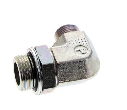 Raccord coudé 90° UNS 1''-14 x G 1'' mâle en acier zingué ORFS 315 Bar - Hydraulique
