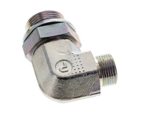 Raccord coudé 90° UNS 1''-14 x G 1'' mâle en acier zingué ORFS 315 Bar - Hydraulique