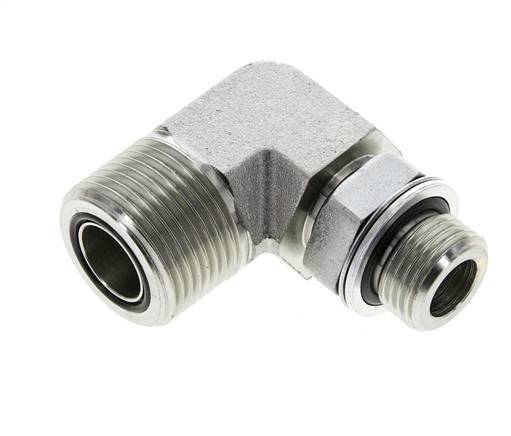 Raccord coudé 90° en acier zingué UN 1-3/16''-12 x G 1/2'' mâle ORFS 400 Bar - Hydraulique