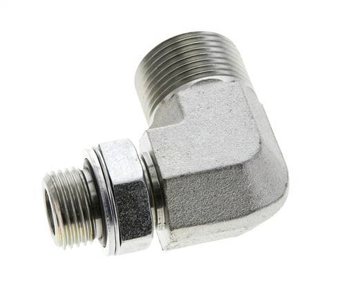 Raccord coudé 90° en acier zingué UN 1-3/16''-12 x G 1/2'' mâle ORFS 400 Bar - Hydraulique