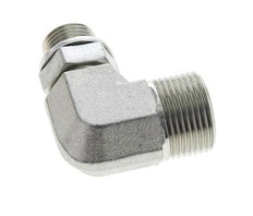 Raccord coudé 90° en acier zingué UN 1-3/16''-12 x G 1/2'' mâle ORFS 400 Bar - Hydraulique