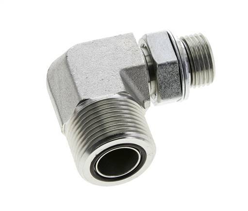 Raccord coudé 90° en acier zingué UN 1-3/16''-12 x G 1/2'' mâle ORFS 400 Bar - Hydraulique
