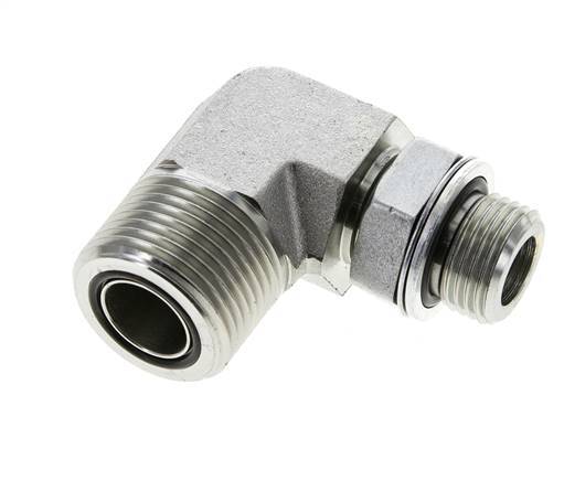 Raccord coudé 90° en acier zingué UN 1-3/16''-12 x G 1/2'' mâle ORFS 400 Bar - Hydraulique