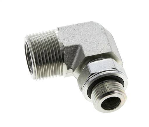 Raccord coudé 90° en acier zingué UN 1-3/16''-12 x G 1/2'' mâle ORFS 400 Bar - Hydraulique