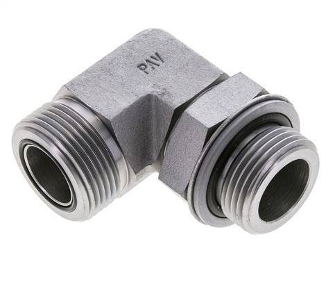 Raccord coudé 90° en acier zingué UN 1-7/16''-12 x G 1'' mâle ORFS 315 Bar - Hydraulique