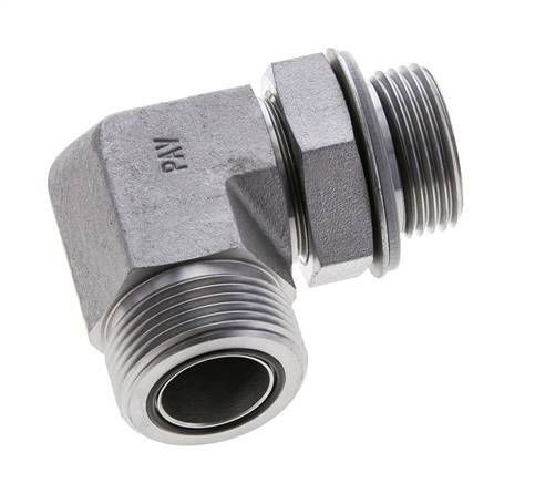 Raccord coudé 90° en acier zingué UN 1-7/16''-12 x G 1'' mâle ORFS 315 Bar - Hydraulique