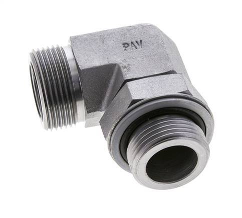 Raccord coudé 90° en acier zingué UN 1-7/16''-12 x G 1'' mâle ORFS 315 Bar - Hydraulique