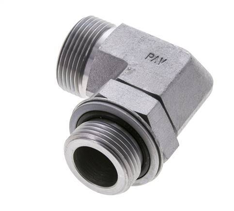 Raccord coudé 90° en acier zingué UN 1-7/16''-12 x G 1'' mâle ORFS 315 Bar - Hydraulique