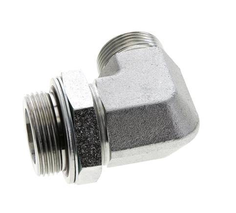 Raccord coudé 90° en acier zingué UN 1-7/16''-12 x G 1 1/4'' mâle ORFS 250 Bar - Hydraulique