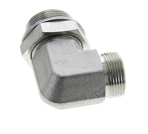 Raccord coudé 90° en acier zingué UN 1-7/16''-12 x G 1 1/4'' mâle ORFS 250 Bar - Hydraulique
