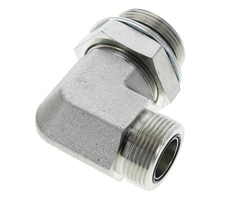 Raccord coudé 90° en acier zingué UN 1-7/16''-12 x G 1 1/4'' mâle ORFS 250 Bar - Hydraulique