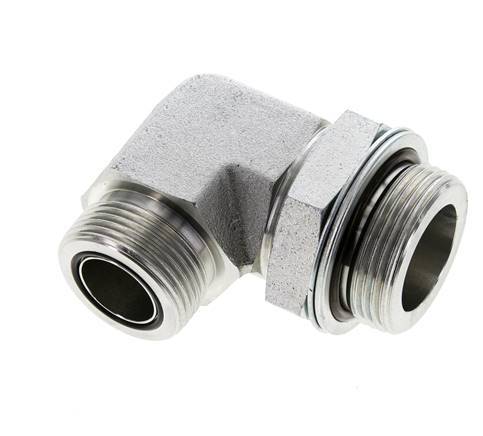 Raccord coudé 90° en acier zingué UN 1-7/16''-12 x G 1 1/4'' mâle ORFS 250 Bar - Hydraulique