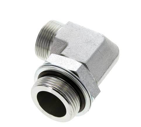 Raccord coudé 90° en acier zingué UN 1-7/16''-12 x G 1 1/4'' mâle ORFS 250 Bar - Hydraulique