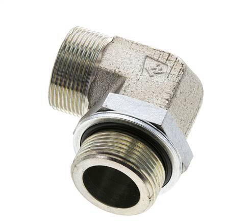 Raccord coudé 90° en acier zingué UN 1-11/16''-12 x G 1 1/4'' mâle ORFS 250 Bar - Hydraulique