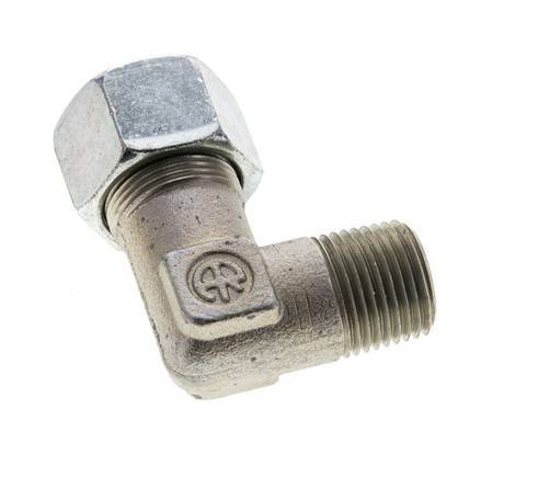 1/2'' NPT Male x 16S Zinc plated Steel 90 deg Elbow Cutting ring 400 Bar DIN 2353