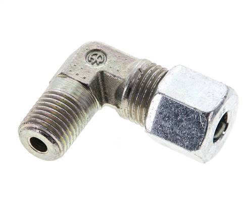 1/4'' NPT Male x 8S Zinc plated Steel 90 deg Elbow Cutting ring 630 Bar DIN 2353