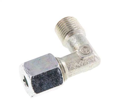 Raccord coudé R 1/4'' mâle x 6S en acier zingué à 90 degrés 630 Bar DIN 2353