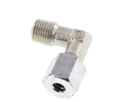 Raccord coudé R 1/4'' mâle x 6S en acier zingué à 90 degrés 630 Bar DIN 2353