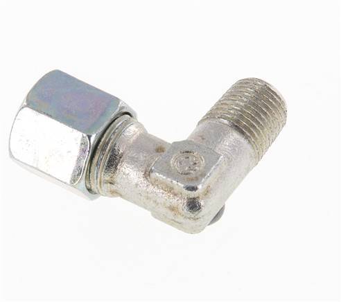 R 1/4'' Male x 8S Zinc plated Steel 90 deg Elbow Fitting 630 Bar DIN 2353