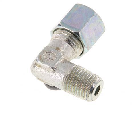 Raccord coudé R 1/4'' mâle x 8S en acier zingué à 90 degrés 630 Bar DIN 2353