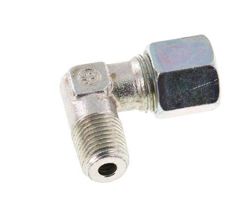 Raccord coudé R 1/4'' mâle x 8S en acier zingué à 90 degrés 630 Bar DIN 2353