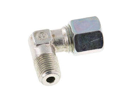 Raccord coudé R 1/4'' mâle x 8S en acier zingué à 90 degrés 630 Bar DIN 2353