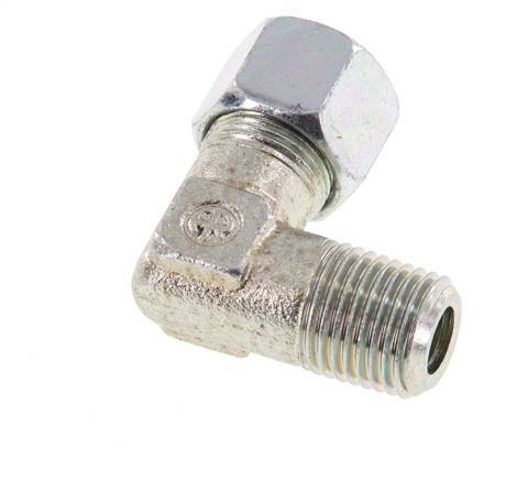 R 1/4'' mâle x 10LL Acier zingué Raccord coudé à 90 degrés 100 Bar DIN 2353