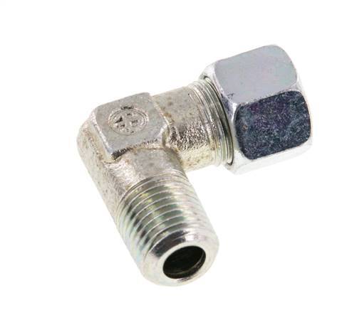 R 1/4'' mâle x 10LL Acier zingué Raccord coudé à 90 degrés 100 Bar DIN 2353