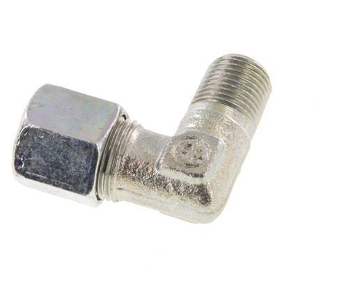 R 1/8'' Mâle x 8LL Acier zingué Raccord coudé à 90 degrés 100 Bar DIN 2353