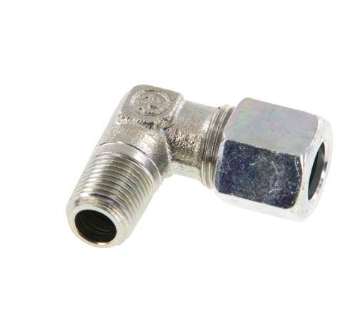 R 1/8'' Mâle x 8LL Acier zingué Raccord coudé à 90 degrés 100 Bar DIN 2353