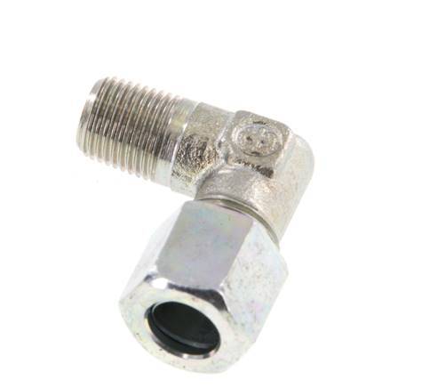 R 1/8'' Mâle x 8LL Acier zingué Raccord coudé à 90 degrés 100 Bar DIN 2353