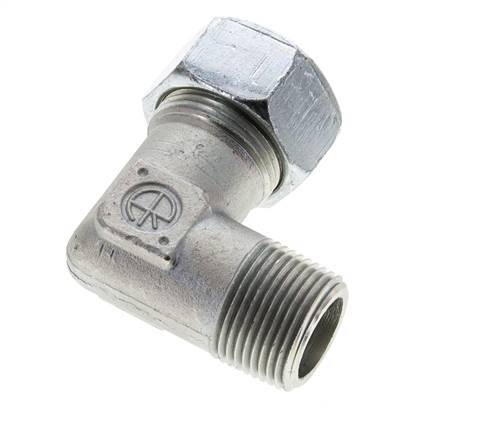 3/4'' NPT Male x 22L Zinc plated Steel 90 deg Elbow Cutting ring 160 Bar DIN 2353